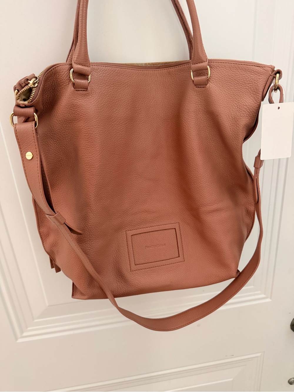 Chloe Pebbled Leather Tote in Cognac Brown